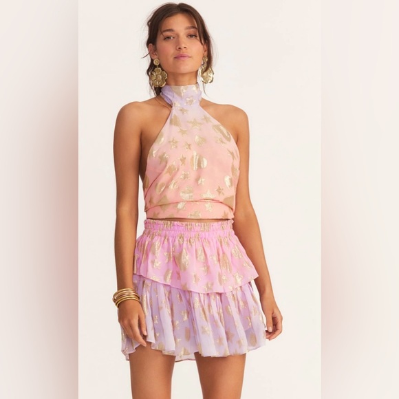 NWT LoveShackFancy Ruffle Mini Skirt in Sunset Orange Ombre in a size P - Picture 1 of 2